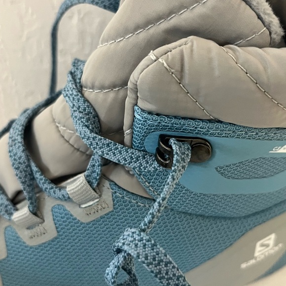 Salomon Woman's Vaya Blaze Blue Gray Mid-Top Hiking Waterproof Winter Boots SZ 7 - Picture 4 of 13